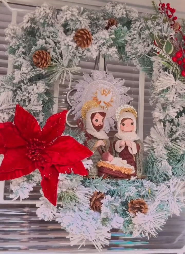 Guirlanda Sagrada Família Vermelha | Um Natal de Fé e Amor - 40cm
