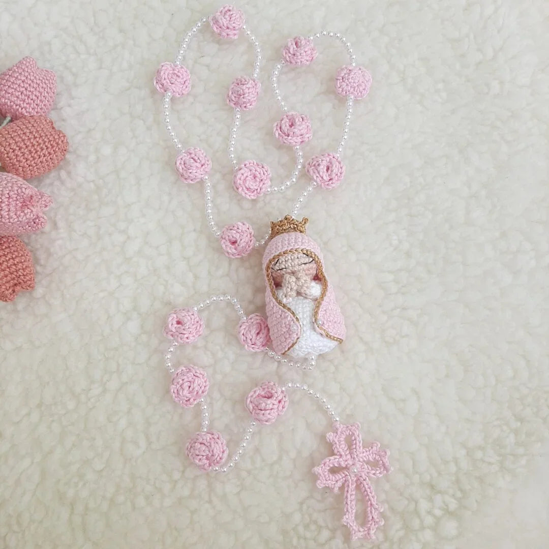 Terço Nossa Senhora | Com Flores em Crochê