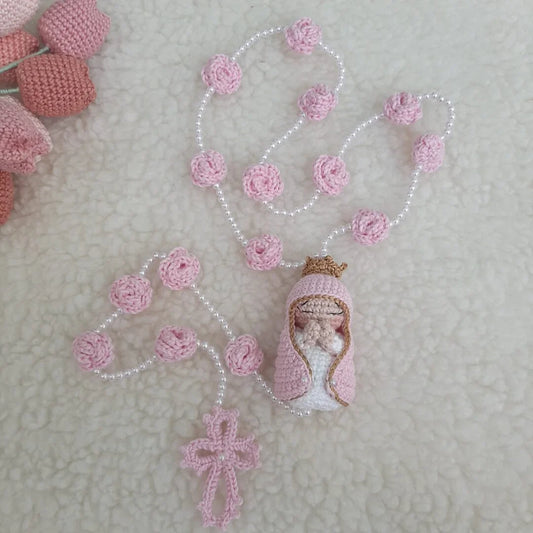 Terço Nossa Senhora | Com Flores em Crochê
