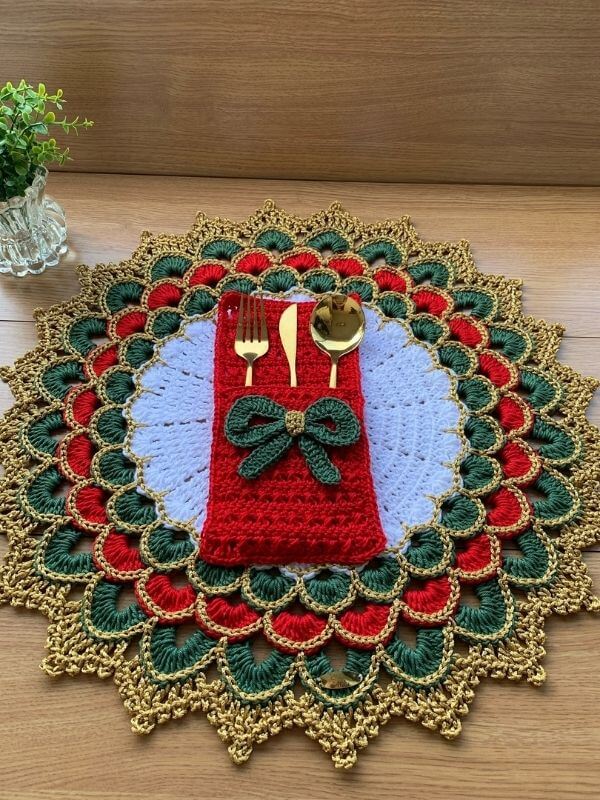 🎄 Lugar Americano Turco Natalino – Feito à Mão com Amor