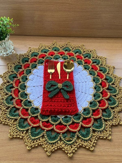 🎄 Lugar Americano Turco Natalino – Feito à Mão com Amor