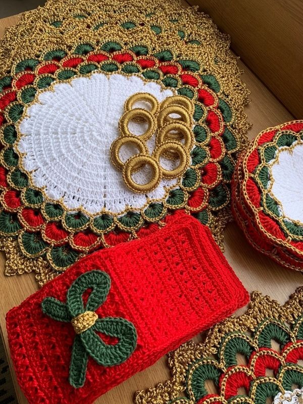 🎄 Lugar Americano Turco Natalino – Feito à Mão com Amor