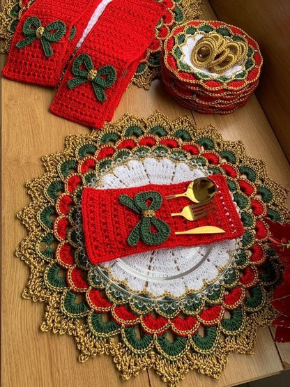 🎄 Lugar Americano Turco Natalino – Feito à Mão com Amor