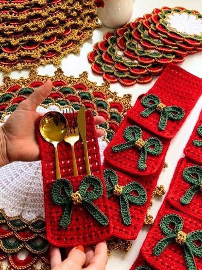 🎄 Lugar Americano Turco Natalino – Feito à Mão com Amor